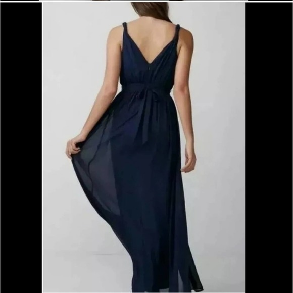 Express Navy Blue Twist Strap Flowy Maxi Dress - Picture 2 of 12